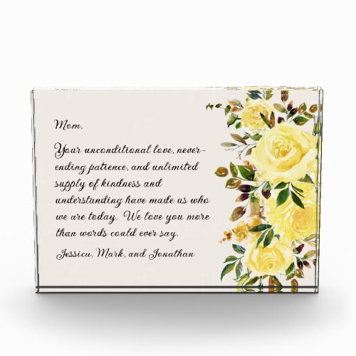 Elegant Yellow Floral Mother Mom We Love You  Photo Block
