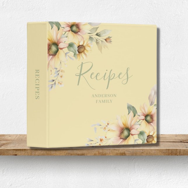 Elegant Yellow Floral Name Recipe Binder (Creator Uploaded)