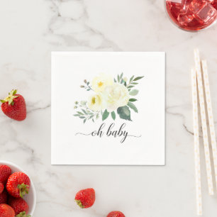 Elegant Yellow Floral Oh Baby Shower Napkin
