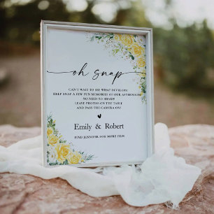 Elegant Yellow Floral Oh Snap Sign