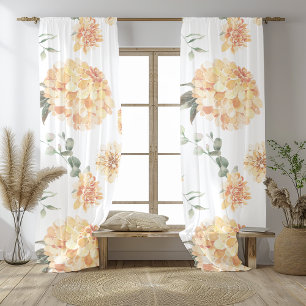 Elegant Yellow Floral Pattern Sheer Curtains