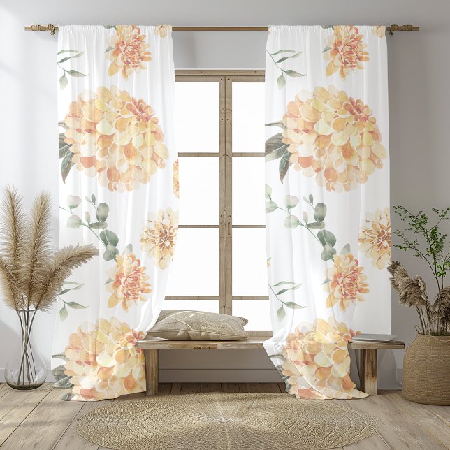 Elegant Yellow Floral Pattern | Sheer Curtains (Creator Uploaded)
