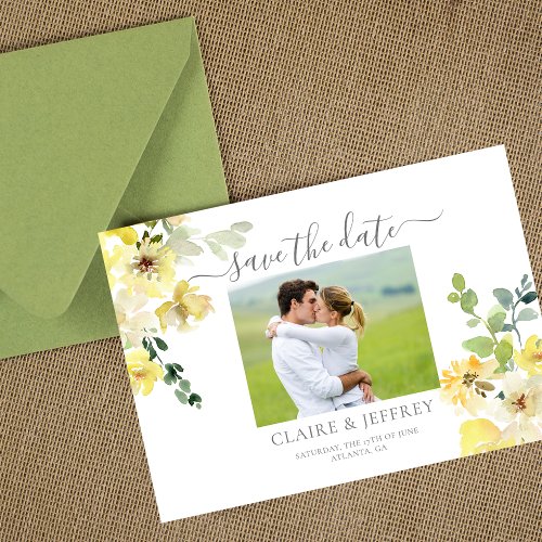 Elegant Yellow Floral Photo Summer Save The Date
