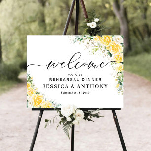 Elegant Yellow Floral Rehearsal Dinner Foam Boards