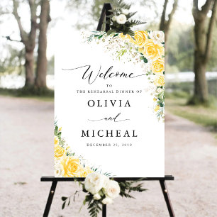 Elegant Yellow Floral Rehearsal Dinner Foam Boards