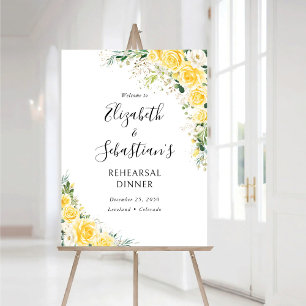 Elegant Yellow Floral Rehearsal Dinner Foam Boards