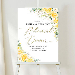 Elegant Yellow Floral Rehearsal Dinner Foam Boards