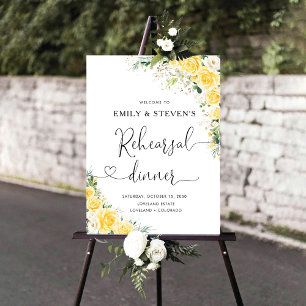 Elegant Yellow Floral Rehearsal Dinner Foam Boards