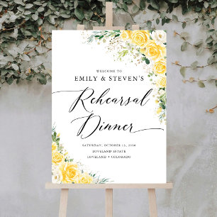 Elegant Yellow Floral Rehearsal Dinner Foam Boards