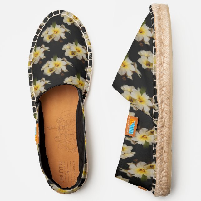Elegant Yellow Floral Satin Flowers Espadrilles (Side)