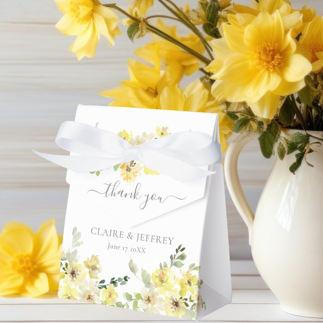Elegant Yellow Floral Spring Wedding Favor Boxes (Creator Uploaded)