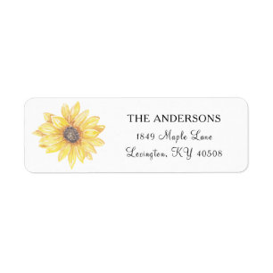 Elegant Yellow Floral Sunflower Baby Shower Label