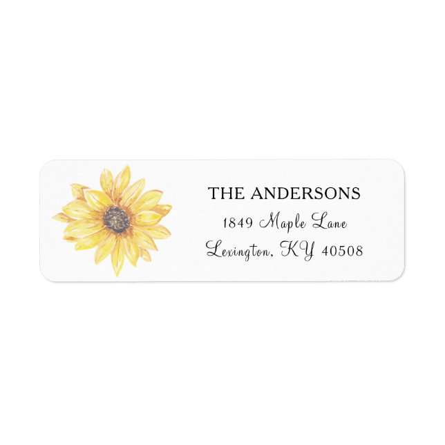 Elegant Yellow Floral Sunflower Baby Shower Label (Front)
