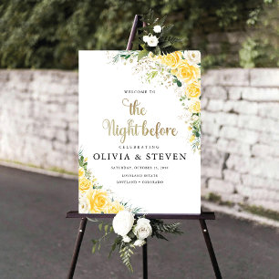 Elegant Yellow Floral The Night Before Foam Boards