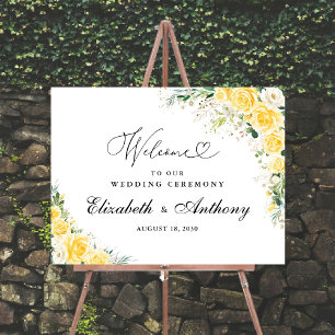 Elegant Yellow Floral Wedding Ceremony Foam Board