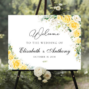 Elegant Yellow Floral Wedding Ceremony Foam Board