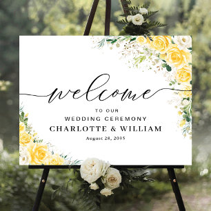 Elegant Yellow Floral Wedding Ceremony Foam Board Poster