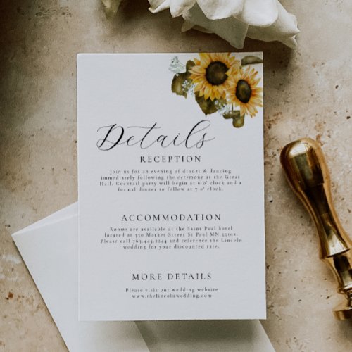 Elegant Yellow Floral Wedding Enclosure Card