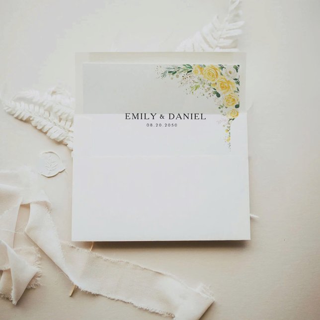 Elegant Yellow Floral Wedding Envelope Liner (Creator Uploaded)
