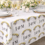 Elegant Yellow Floral Wedding Fabric with Monogram