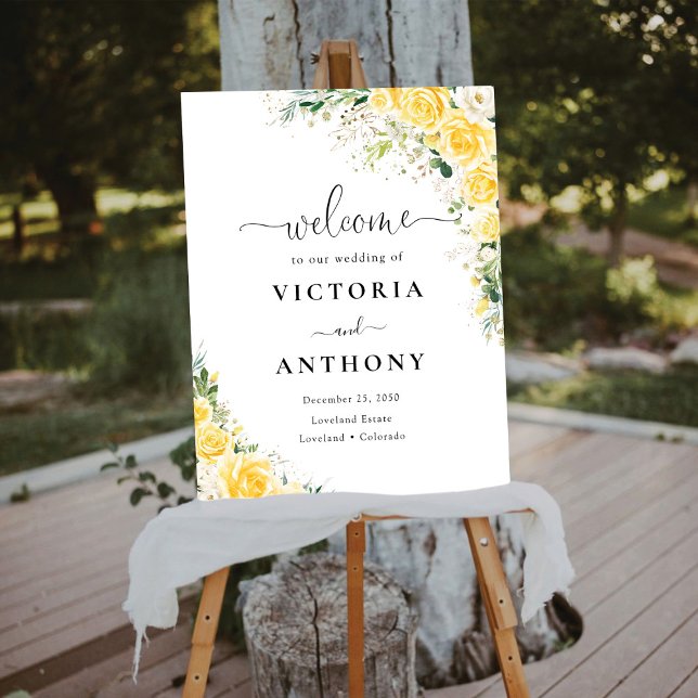 Elegant Yellow Floral Wedding Foam Board (Creator Uploaded)