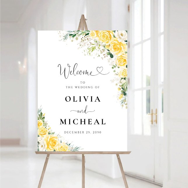 Elegant Yellow Floral Wedding Foam Board (Creator Uploaded)