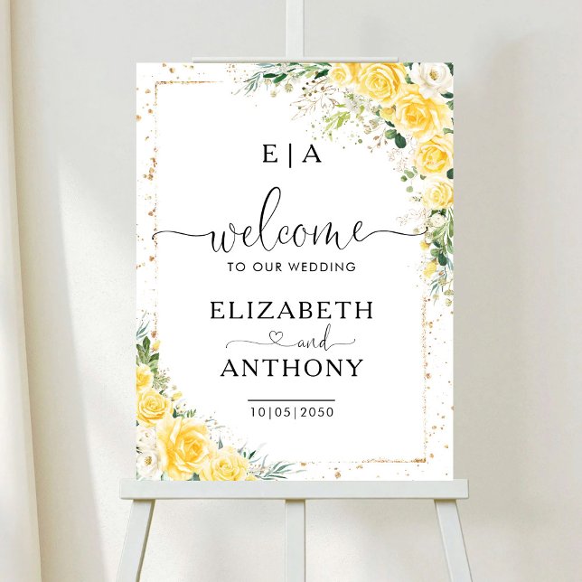 Elegant Yellow Floral Wedding Foam Board (Creator Uploaded)