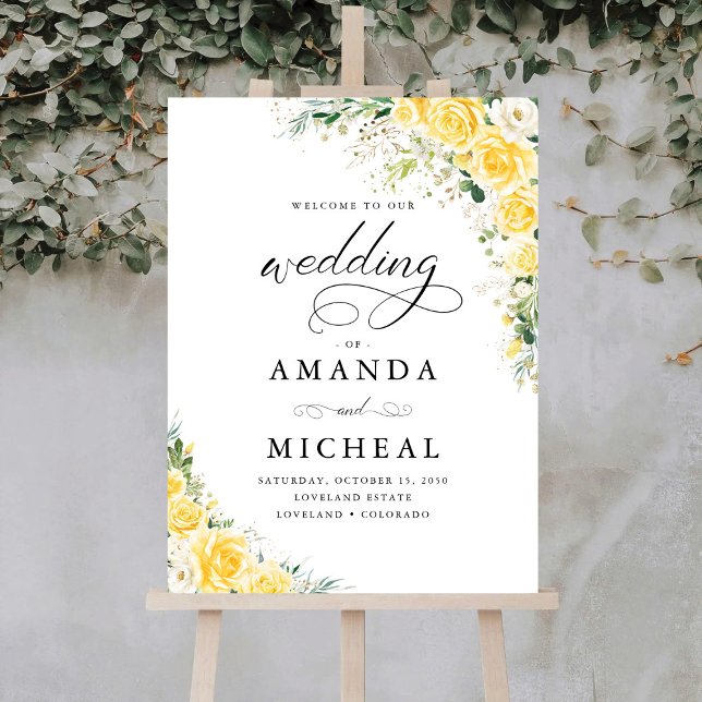 Elegant Yellow Floral Wedding Foam Board (Creator Uploaded)