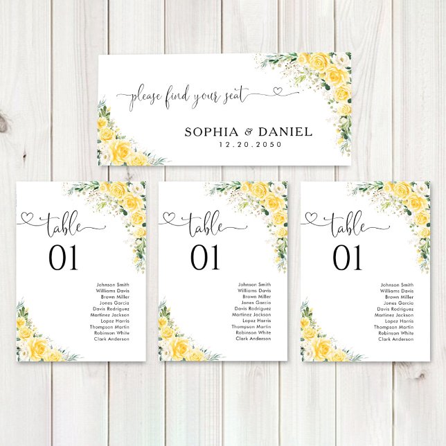 Elegant Yellow Floral Wedding Head Table Sign (Creator Uploaded)