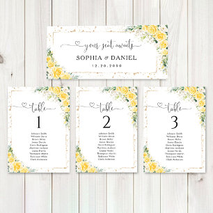 Elegant Yellow Floral Wedding Head Table Sign