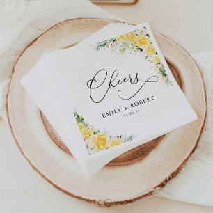 Elegant Yellow Floral Wedding Napkins