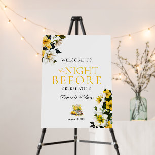Elegant Yellow Floral Wedding Rehearsal Dinner Foam Board