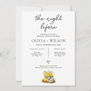 Elegant Yellow Floral Wedding Rehearsal Dinner Invitation