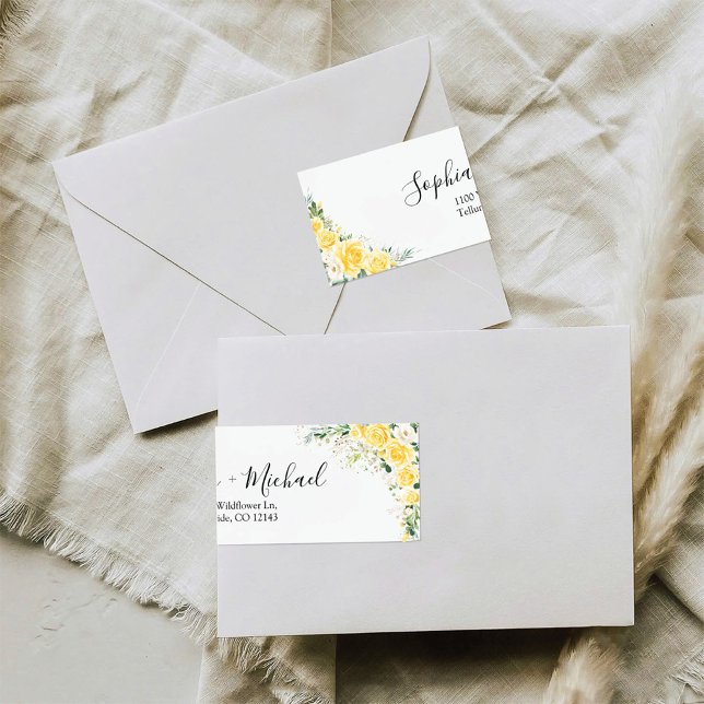 Elegant Yellow Floral Wedding Return Address Label (Creator Uploaded)