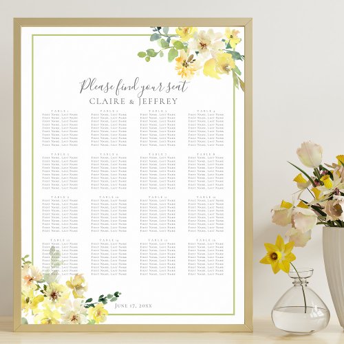 Elegant Yellow Floral Wedding Seating Chart