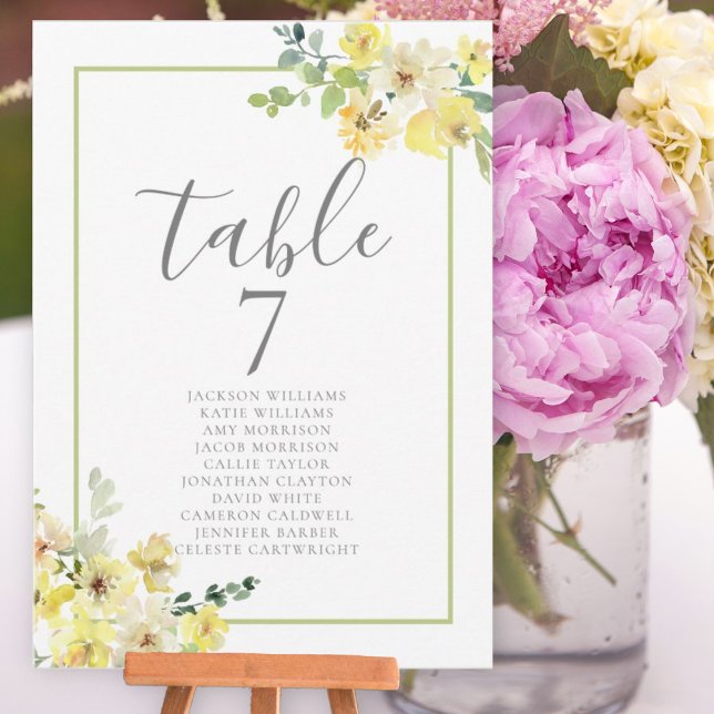 Elegant Yellow Floral Wedding Seating Chart Card (Creator Uploaded)