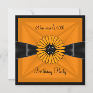Elegant Yellow Flower Black 60th Birthday Party Invitation
