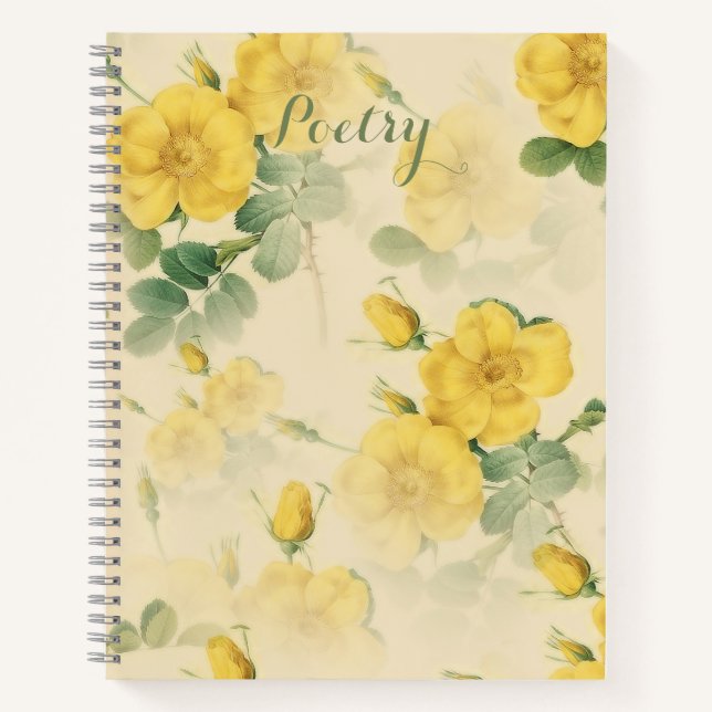 Elegant Yellow Flowers Poetry Notebook (Front)