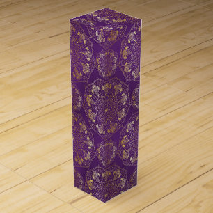 Elegant Yellow Gold Daisy Snowdrop Mandala Purple Wine Box