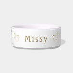 Elegant Yellow Gold Personalized Pet Bowl<br><div class="desc">This elegant,  minimalist,  unique design features hand drawn heart's shapes in yellow gold foil with your personalized Pet's Name. The modern topography adds additional elegance to the design. This item is an excellent gift for you and your pet.</div>