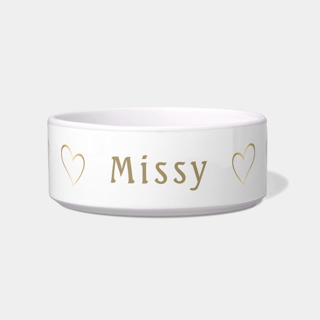 Elegant Yellow Gold Personalized Pet Bowl (Front)