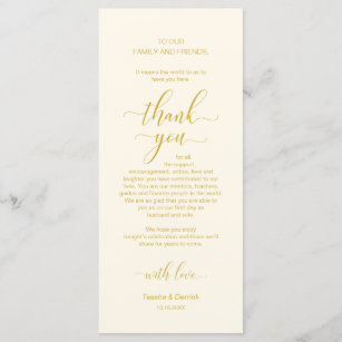Elegant Yellow Gold, Place Setting Thank You Card