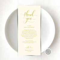 Elegant Yellow Gold, Place Setting Thank You Card