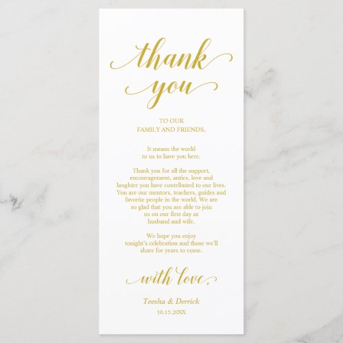 Elegant Yellow Gold Place Setting Thank You Card