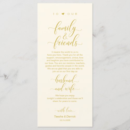 Elegant Yellow Gold Place Setting Thank You Card