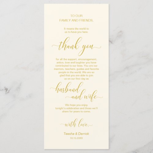 Elegant Yellow Gold Place Setting Thank You Card