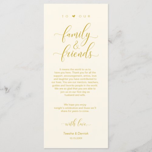 Elegant Yellow Gold Place Setting Thank You Card