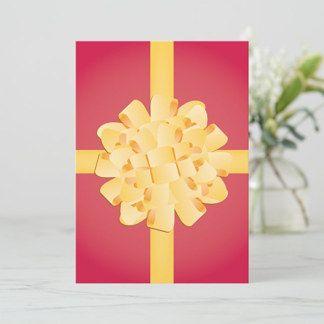 Elegant Yellow Gold Pom Pom Gift Bow Invitation (Creator Uploaded)