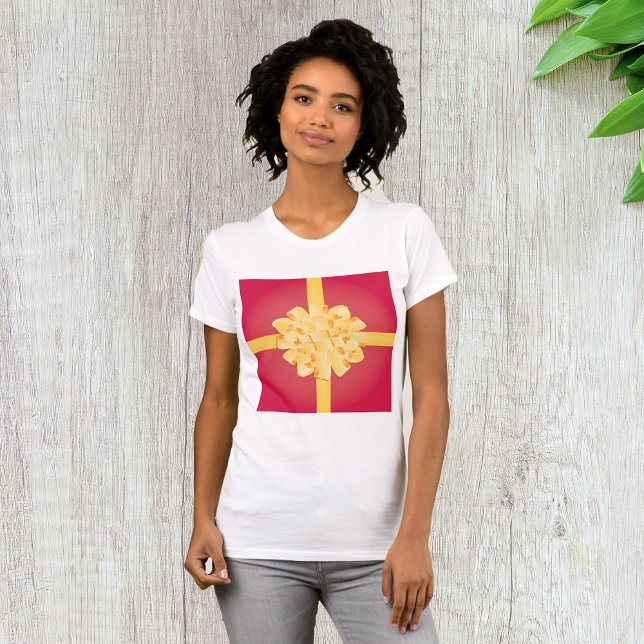 Elegant Yellow Gold Pom Pom Gift Bow T-Shirt (Creator Uploaded)