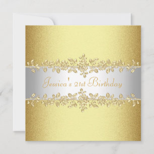 Elegant Yellow Gold Roses Birthday Party Invitation